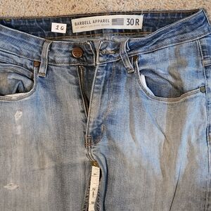 Barbell Apparel Men's Distressed Blue Skinny Jeans